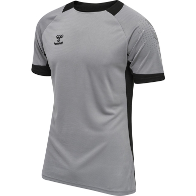 hummel Sport-Tshirt hmlLEAD Poly Jersey (Mesh-Material) Kurzarm grau/schwarz Herren