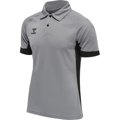 hummel Sport-Polo hmlLEAD Functional (Mesh-Material) Kurzarm grau/schwarz Herren