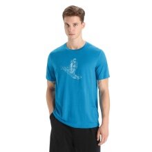 Icebreaker Wander-Tshirt Tech Lite II SS Skiing Yeti (100% Merino, Stoffstärke 150 Ultralight) geo blau Herren