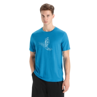 Icebreaker Wander-Tshirt Tech Lite II SS Skiing Yeti (100% Merino, Stoffstärke 150 Ultralight) geo blau Herren