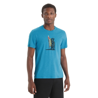 Icebreaker Wander-Tshirt Central Classic II SS Otter Paddle (50% Merino, Stoffstärke 150 Ultralight) blau Herren