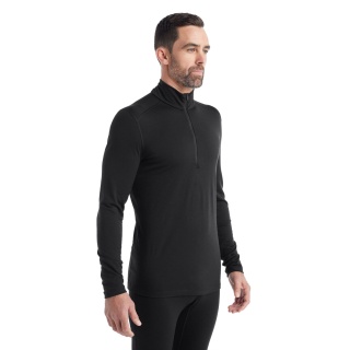 Icebreaker Unterwäsche Langarmshirt Half-Zip 200 Oasis LS - Merinowolle, enganliegend - schwarz Herren