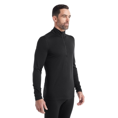 Icebreaker Unterwäsche Langarmshirt Half-Zip 200 Oasis LS - Merinowolle, enganliegend - schwarz Herren