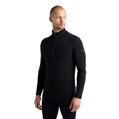 Icebreaker Unterwäsche Thermo-Langarmshirt 260 Tech Half-Zip - Merinowolle, enganliegend - schwarz Herren