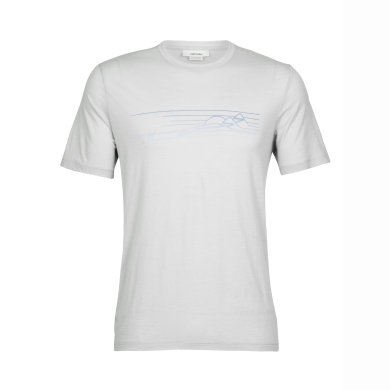 Icebreaker Wander-/Freizeit Tshirt Tech Lite II SS Ski Stripes (100% Merino, Stoffstärke 150 Ultralight) hellgrau Herren