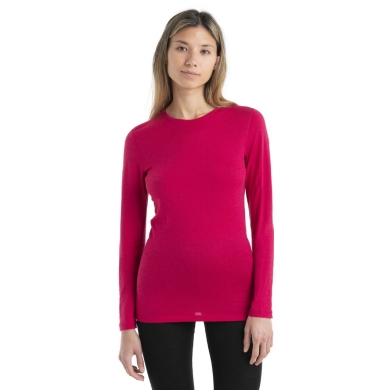 Icebreaker Unterwäsche Langarmshirt 200 Oasis LS Crewe - Merinowolle, enganliegend - pink Damen