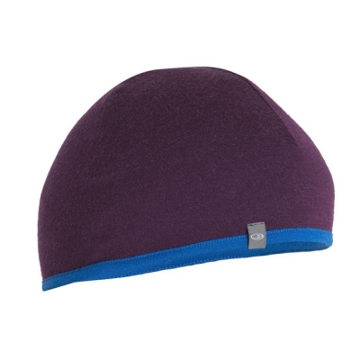 Icebreaker Mütze (Beanie) Pocket Hat Wendemütze (Merinowolle) violett/lazuriteblau - 1 Stück