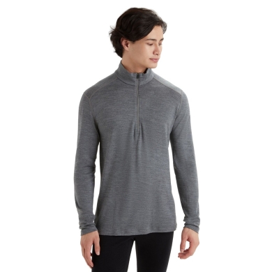 Icebreaker Unterwäsche Thermo-Langarmshirt 260 Tech Half-Zip - Merinowolle, enganliegend - grau Herren