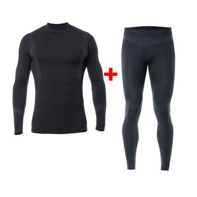 Iron-IC Funktionsunterwäsche-Set (Hose + Langarmshirt) Thermic schwarz Herren