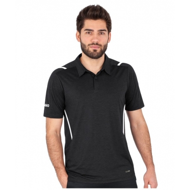 JAKO Sport-Polo Challenge (Polyester-Stretch-Jersey) schwarzmeliert/weiss Herren