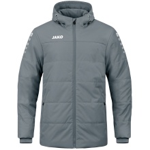 JAKO Coachjacke Team mit Kapuze (100% Polyester, wasserabweisendes Obermaterial) dunkelgrau Herren