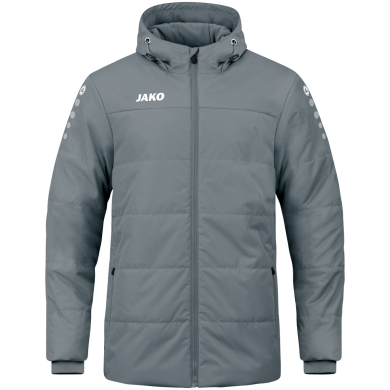 JAKO Coachjacke Team mit Kapuze (100% Polyester, wasserabweisendes Obermaterial) dunkelgrau Herren