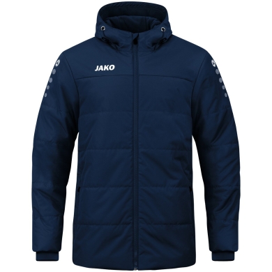 JAKO Coachjacke Team mit Kapuze (100% Polyester, wasserabweisendes Obermaterial) marineblau Herren