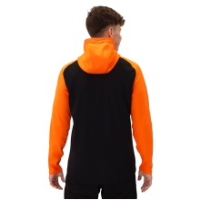 JAKO Kapuzenjacke Iconic (Polyester-Fleece, Seitentaschen mit Reißverschluss) schwarz/neonorange Herren