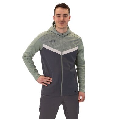 JAKO Kapuzenjacke Iconic (Polyester-Fleece, Seitentaschen mit Reißverschluss) anthrazitgrau/mintgrün Herren