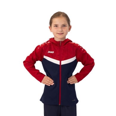 JAKO Kapuzenjacke Iconic (Polyester-Fleece, Seitentaschen mit Reißverschluss) marineblau/rot Kinder