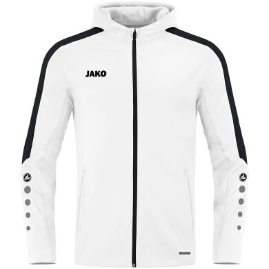 JAKO Kapuzenjacke Power (Polyester-Fleece, Seitentaschen mit Reißverschluss) weiss Kinder