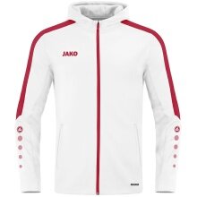 JAKO Kapuzenjacke Power (Polyester-Fleece, Seitentaschen mit Reißverschluss) weiss/rot Herren