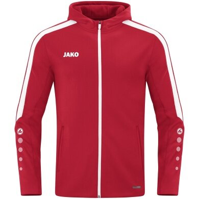 JAKO Kapuzenjacke Power (Polyester-Fleece, Seitentaschen mit Reißverschluss) rot Kinder