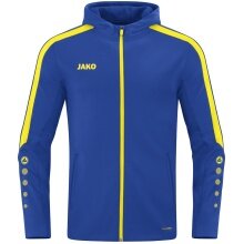 JAKO Kapuzenjacke Power (Polyester-Fleece, Seitentaschen mit Reißverschluss) royalblau/gelb Kinder