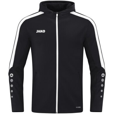 JAKO Kapuzenjacke Power (Polyester-Fleece, Seitentaschen mit Reißverschluss) schwarz/weiss Herren