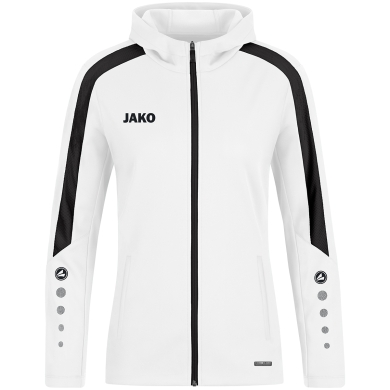 JAKO Kapuzenjacke Power (Polyester-Fleece, Seitentaschen mit Reißverschluss) weiss Damen