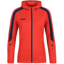 JAKO Kapuzenjacke Power (Polyester-Fleece, Seitentaschen mit Reißverschluss) orange/marineblau Damen