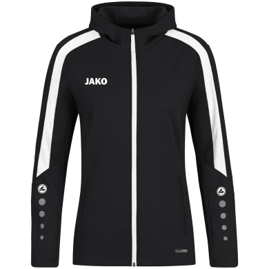 JAKO Kapuzenjacke Power (Polyester-Fleece, Seitentaschen mit Reißverschluss) schwarz Damen