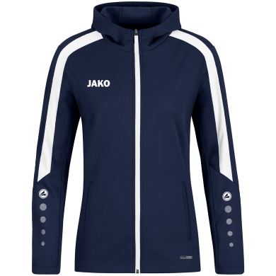 JAKO Kapuzenjacke Power (Polyester-Fleece, Seitentaschen mit Reißverschluss) marineblau Damen