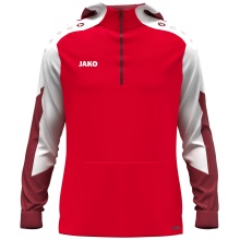 JAKO Kapuzenpullover mit Half-Zip Dynamic (100% rec. Polyester) rot/weiss/dunkelrot Herren