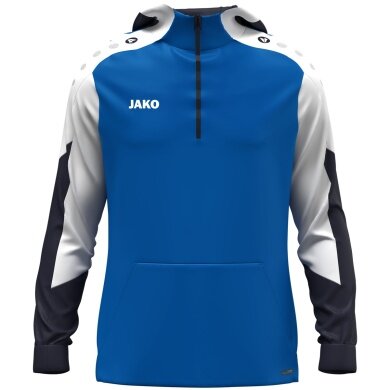 JAKO Kapuzenpullover mit Half-Zip Dynamic (100% rec. Polyester) royalblau/weiss/marineblau Herren