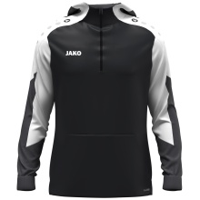 JAKO Kapuzenpullover mit Half-Zip Dynamic (100% rec. Polyester) schwarz/weiss/anthrazitgrau Herren