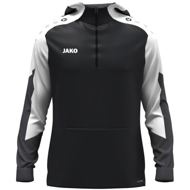 JAKO Kapuzenpullover mit Half-Zip Dynamic (100% rec. Polyester) schwarz/weiss/anthrazitgrau Herren