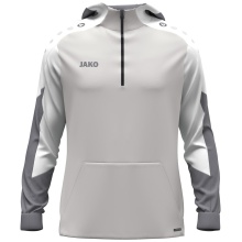 JAKO Kapuzenpullover mit Half-Zip Dynamic (100% rec. Polyester) hellgrau/weiss/grau Herren