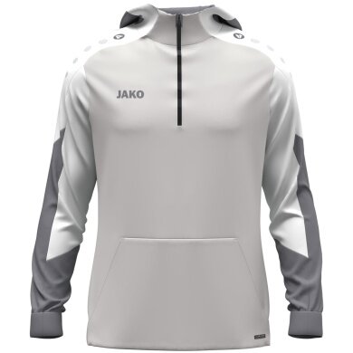 JAKO Kapuzenpullover mit Half-Zip Dynamic (100% rec. Polyester) hellgrau/weiss/grau Herren