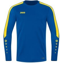 JAKO Sport-Langarmshirt Sweat Power (rec. Polyester, hohe Bewegungsfreiheit) royalblau/gelb Kinder