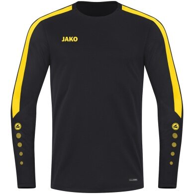 JAKO Sport-Langarmshirt Sweat Power (rec. Polyester, hohe Bewegungsfreiheit) schwarz/gelb Herren