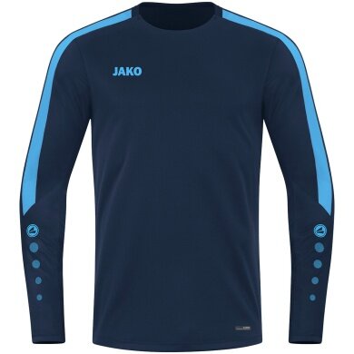 JAKO Sport-Langarmshirt Sweat Power (rec. Polyester, hohe Bewegungsfreiheit) marineblau/skyblau Herren