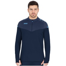 JAKO Sport-Langarmshirt Ziptop Champ 2.0 (100% Polyester) marineblau/hellblau Herren