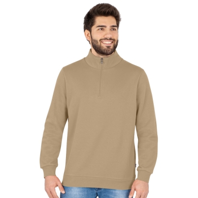 JAKO Langarmshirt Ziptop Organic - Weich Innenseite, Zip-Reissverschluss - sandbraun Herren