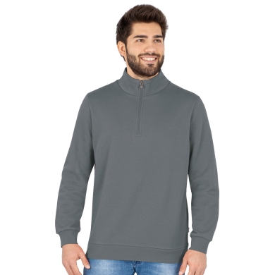 JAKO Langarmshirt Ziptop Organic - Weich Innenseite, Zip-Reissverschluss - dunkelgrau Herren