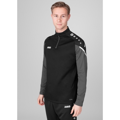 JAKO Langarmshirt Ziptop Performance (Polyester-Stretch-Fleece) schwarz/anthrazitgrau Herren