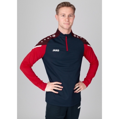 JAKO Langarmshirt Ziptop Performance (Polyester-Stretch-Fleece) marineblau/rot Herren