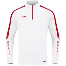 JAKO Langarmshirt Ziptop Power (rec. Polyester, hochelastisch) weiss/rot Kinder