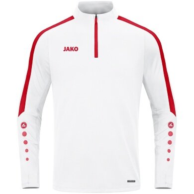 JAKO Langarmshirt Ziptop Power (rec. Polyester, hochelastisch) weiss/rot Kinder