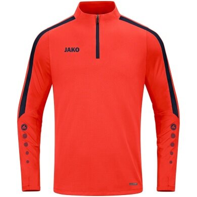 JAKO Langarmshirt Ziptop Power (rec. Polyester, hochelastisch) orange/marineblau Kinder