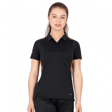 JAKO Sport-Polo Challenge (Polyester-Stretch-Jersey) schwarzmeliert/neonorange Damen