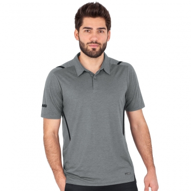 JAKO Sport-Polo Challenge (Polyester-Stretch-Jersey) steingrau/meliert Herren