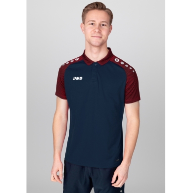 JAKO Sport-Polo Performance (Polyester-Micro-Mesh, atmungsaktiv, schnelltrocknend) marineblau/rot Herren