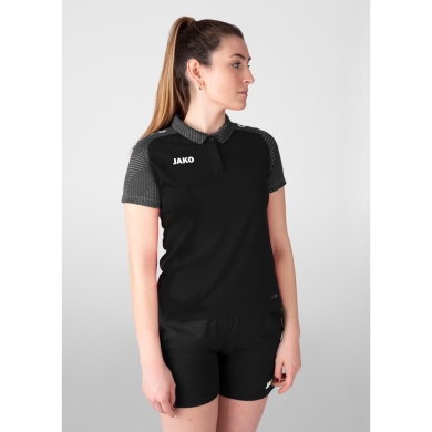 JAKO Sport-Polo Performance (Polyester-Micro-Mesh, atmungsaktiv, schnelltrocknend) schwarz/anthrazitgrau Damen